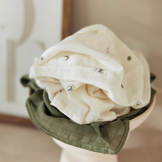 Jollein Hydrofiele Doek Small 70x70cm Stargaze - Leaf Green - 3 Stuks — afbeelding 3