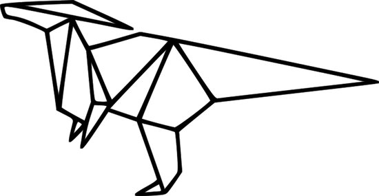 Geometrische Origami Dino Parasaurolophus -- Muurdecoratie Woondecoratie Interieurdesign Interieur Laser Living Keuken Figuur Woonkamer Hout Zwart Wand Kader Muur Interieur Dinosaurus Abstract Animal Dier Origami Geschenk Decoratie Wand