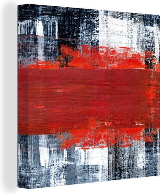 Canvas - Schilderij - Olieverf - Abstract - Kunst - Rood - 90x90 cm - Wanddecoratie - Interieur