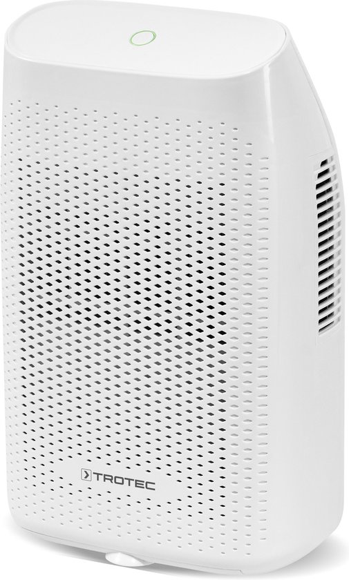 Compacte witte Trotec luchtontvochtiger met perforaties aan de voorzijde en zijkant.