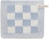 Knit Factory Gebreide Pannenlap Block - Pannenlappen gemaakt van 50% katoen & 50% acryl - Blokken motief - Traditionele look - 1 stuk - Ecru/Licht Grijs - 23x23 cm
