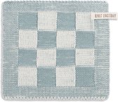 Knit Factory Gebreide Pannenlap Block - Ecru/Stone Green - 23x23 cm
