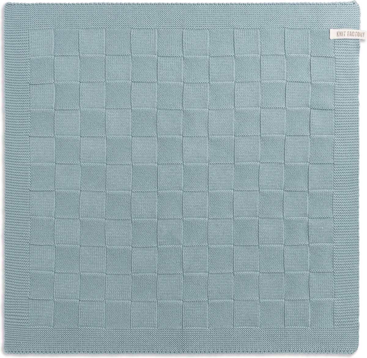 Knit Factory Gebreide Keukendoek - Keukenhanddoek Uni - Handdoek - Vaatdoek - Keuken doek - Stone Green - 50x50 cm