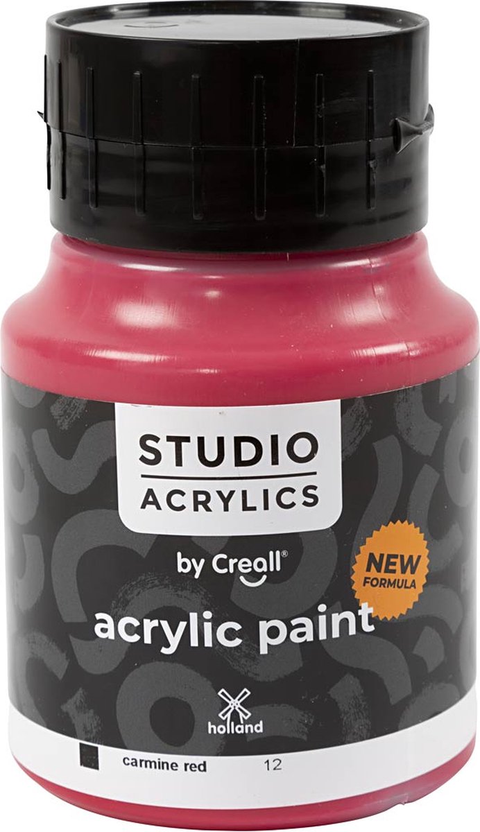 Creall Studio acrylverf, carmine red (12), dekkend, 500 ml/ 1 fles