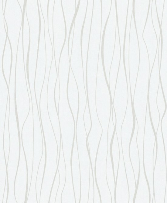 Papier peint non tissé Peint Intissé Wit - Rayure Irrégulière Argent - Lignes - Chambre - Salon