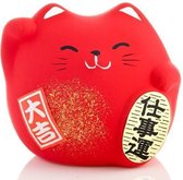 Fine Asianliving Lucky Cat Maneki Neko Klein - Career Rood 5.5cm