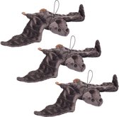 Set van 3x stuks pluche vliegende vleermuis knuffeldier grijs 36 cm - Halloween decoraties