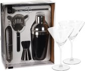 Excellent Houseware cocktails maken set 5-delig met 4x Martini glazen 260 ML