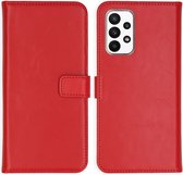 Selencia Hoesje Geschikt voor Samsung Galaxy A23 (5G) Hoesje Met Pasjeshouder - Selencia Echt Lederen Bookcase - Rood