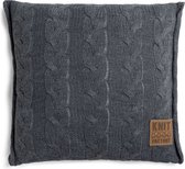 Knit Factory Sasha Sierkussen - Antraciet - 50x50 cm - Kussenhoes inclusief kussenvulling