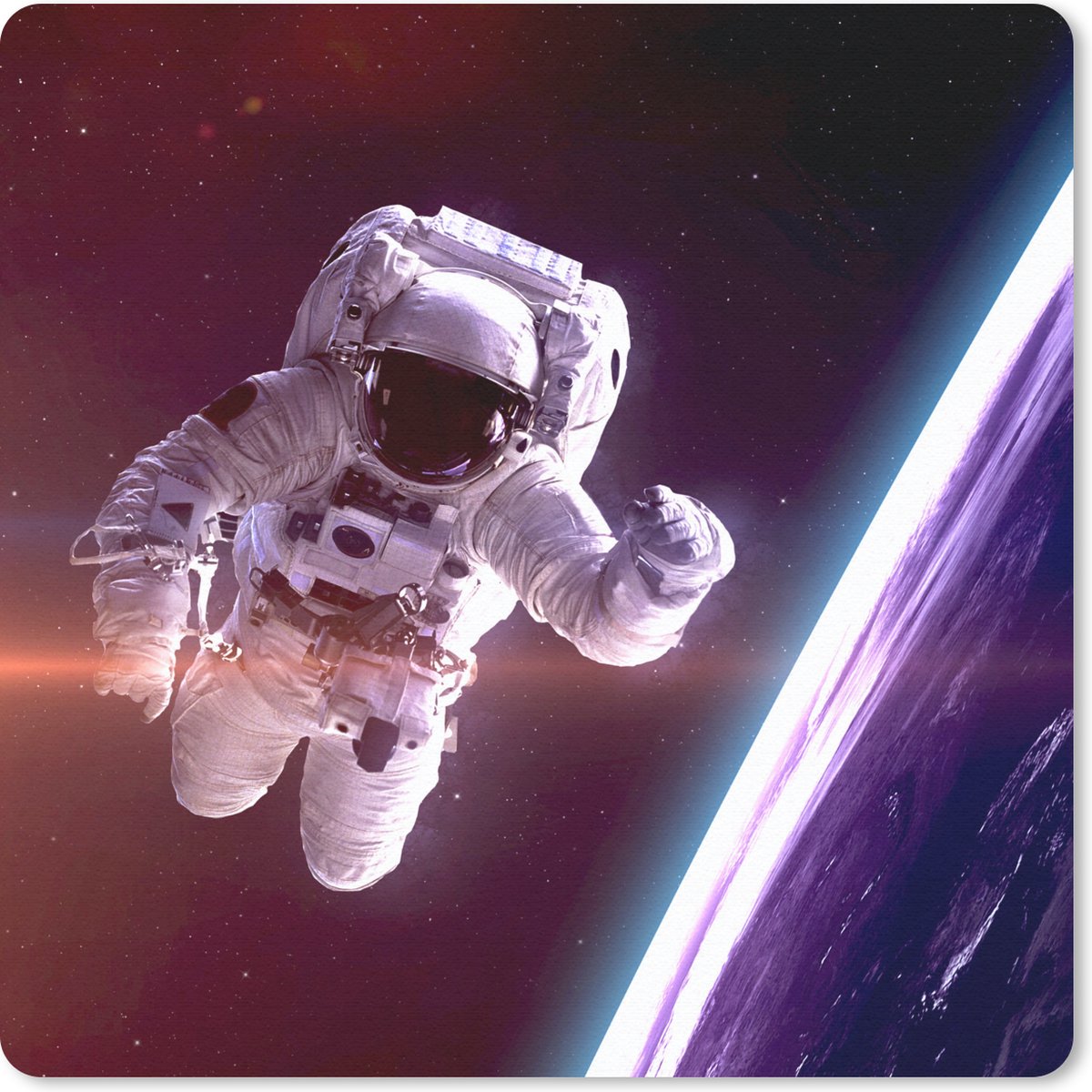 Muismat 30x30 cm - Mousepad Ruimte - Aarde - NASA - Jongens - Kids - Kinderen - Muismatten