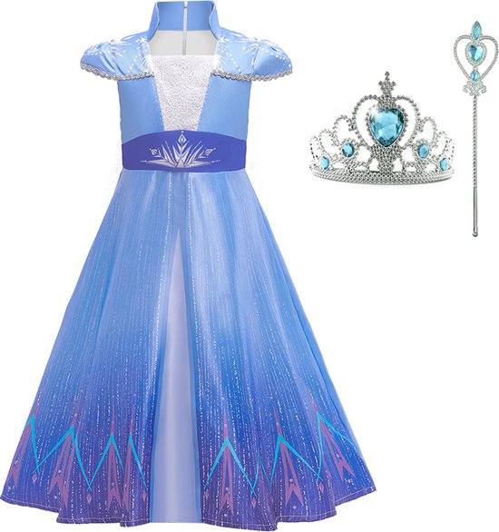 Prinsessenjurk meisje - Verkleedkleding meisje - Verkleedkleren - Het Betere Merk - maat 92/98(100) - Tiara - Kroon - Toverstaf - Carnavalskleding meisje - Verkleedjurk - Verkleedkleding kind - Prinsessen speelgoed - Cadeau meisje