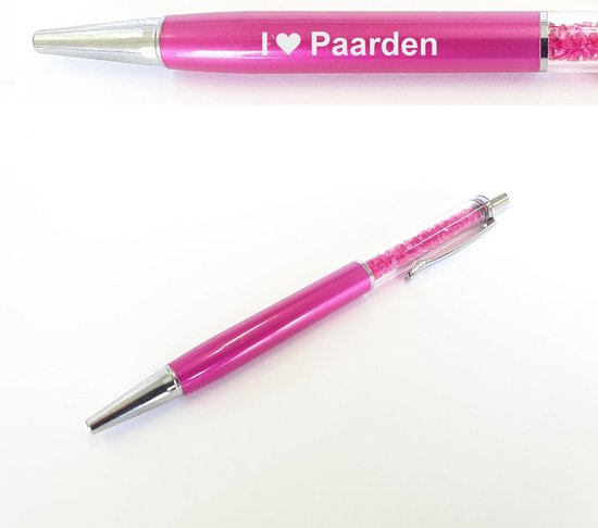 Pen Met Diamantjes En Gravering - I Love Paarden