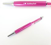 Pen Met Diamantjes En Gravering - I Love Volleybal