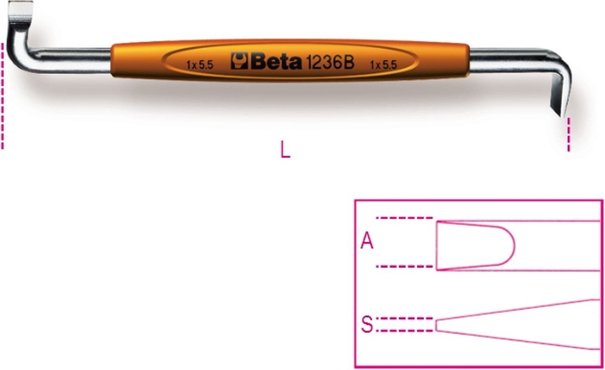 Haakse schroevendraaiers voor sleufschroeven 1236B 1,2X8