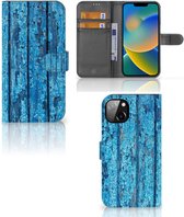 Magnet Case iPhone 14 Plus Telefoonhoesje Wood Blue