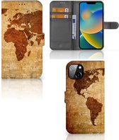 Telefoonhoesje iPhone 14 Plus Wallet Bookcase Wereldkaart