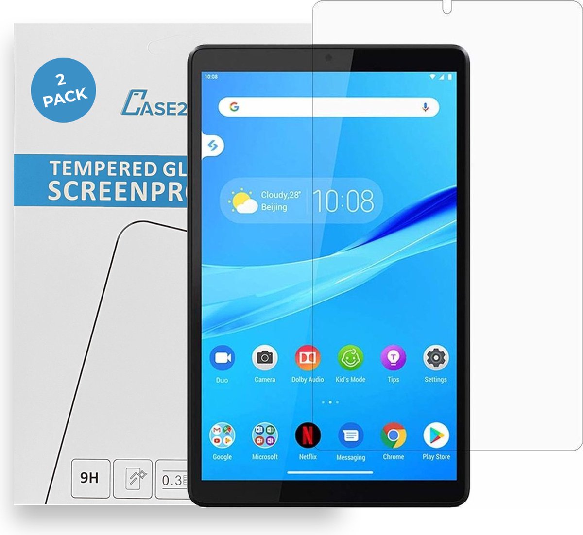 Tablet screenprotector geschikt voor Lenovo Tab M7 - Case-friendly screenprotector - 2 stuks - Tempered Glass - Transparant