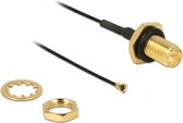 MHF 4 (v) - RP-SMA (v) kabel met afdichtring - Micro Coax (0,81 mm) - 50 Ohm / zwart - 0,20 meter