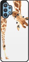 Leuke Telefoonhoesjes - Hoesje geschikt voor Samsung Galaxy A32 5G - Giraffe - Backcover zwart - Giraffe - Bruin
