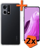 Hoesje Geschikt voor OPPO Reno 7 Hoesje Siliconen Cover Case Met 2x Screenprotector - Hoes Geschikt voor OPPO Reno 7 Hoes Back Case - Transparant