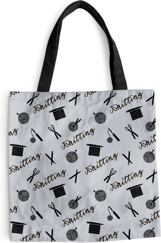 Schoudertas Strandtas Shopper Breien Quote Patroon Wol 45x45 cm Katoenen tas bol