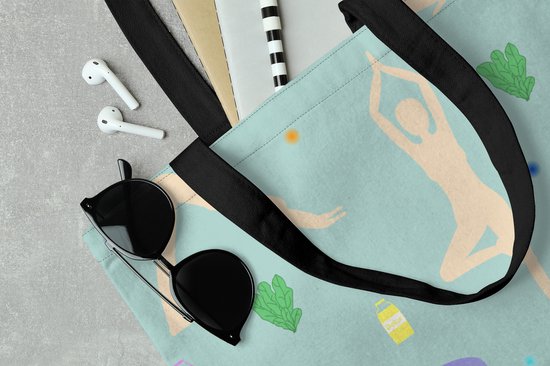 MuchoWow® Sac bandoulière - Sac de plage - Big Shopper - Sac shopping - Yoga - Motifs - Zen - 40x40 cm - Sac en coton