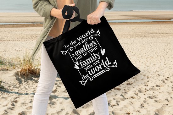 Sac Bandoulière - Sac De Plage - Shopper Fête Des Mères - Citation - Zwart - Wit - 40x40 cm - Sac Coton