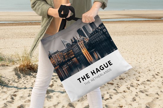 Sac bandoulière - Sac de plage - Shopper Pays- Nederland - Soir - Maisons - 40x40 cm - Sac en coton