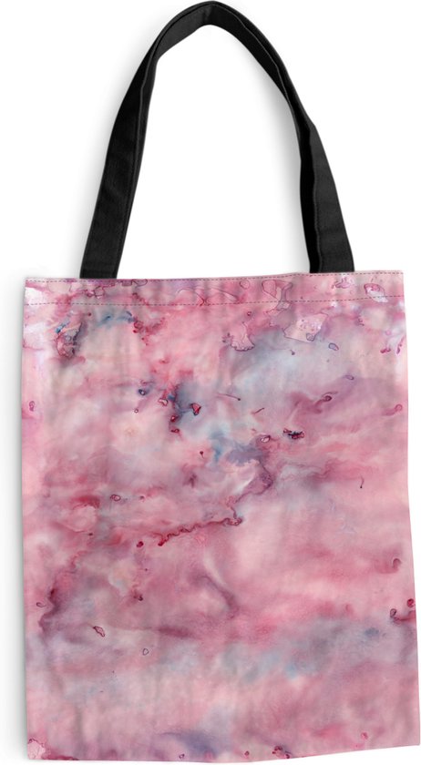 MuchoWow® Schoudertas - Strandtas - Big Shopper - Boodschappentas - Alcohol inkt - Marmer - Roze - Patronen - 40x50 cm - Katoenen tas