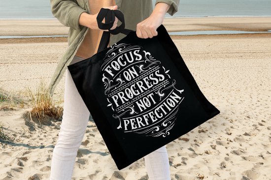 Sac à bandoulière - Sac de plage - Shopper Motivation - Lettres - Rétro - 40x40 cm - Sac en coton