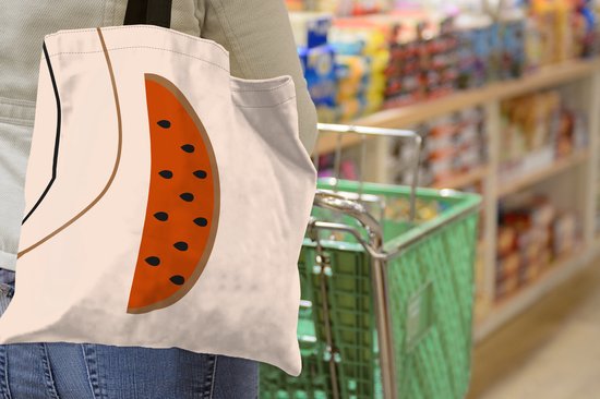 Sac bandoulière - Sac de plage - Shopper Summer - Pastèque - Lignes - 40x40 cm - Sac coton