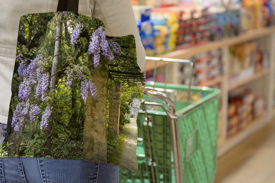 Sac bandoulière - Sac de plage - Shopper Wisteria in a shadow path - 45x45 cm - Sac coton