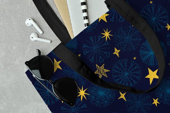 Sac bandoulière - Sac de plage - Shopper Stars - Neige - Motifs - Noël - 50x40 cm - Sac en coton