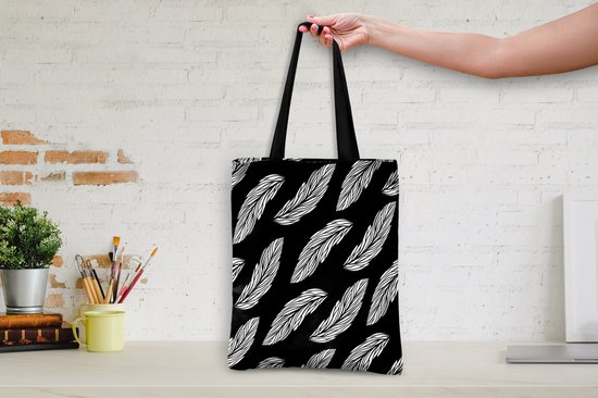 Sac Bandoulière - Sac de Plage - Motif Shopper - Ressorts - Wit - 40x50 cm - Sac en coton