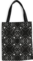 Sac Bandoulière - Sac De Plage - Motif Shopper - Ligne - Zwart Wit - 40x50 cm - Sac Coton