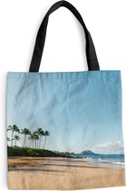 MuchoWow® Schoudertas - Strandtas - Big Shopper - Boodschappentas - Strand - Zomer - Palmbomen - 40x40 cm - Katoenen tas