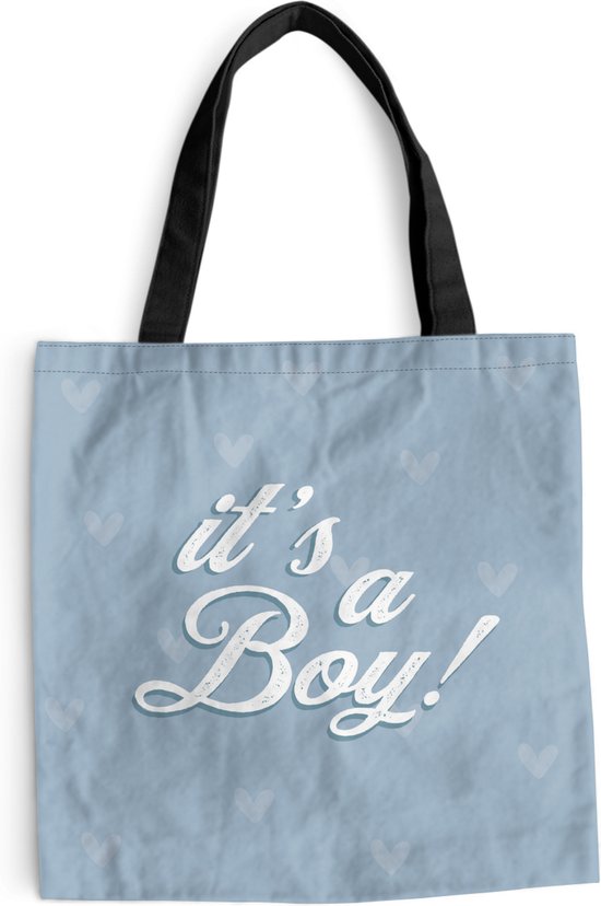 Sac bandoulière - Sac de plage - Shopper Boy - Blauw - It's a Boy - Coeur - Gender Reveal - Naissance - 40x40 cm - Sac en coton