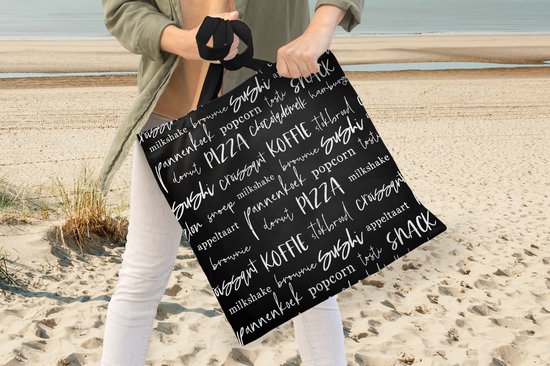 Sac Bandoulière - Sac De Plage - Shopper Cuisine - Nourriture - Motif - 45x45 cm - Sac Coton