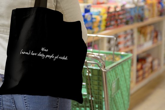 Sac à Bandoulière - Sac de Plage - Citations Shopper - Proverbes - Vin - Dictionnaire - Définition du Vin - 40x40 cm - Sac en Coton