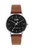 CO88 Collection 8CW-10105 Horloge - Dames - Bruin - Leren Band - tot 20 cm Polsmaat - 36 mm Doorsnee - Zilverkleurig