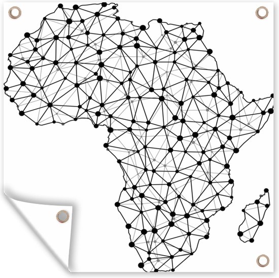 Tuinposters Kaart van Afrika met knoppunten - 50x50 cm - Tuindoek - Buitenposter