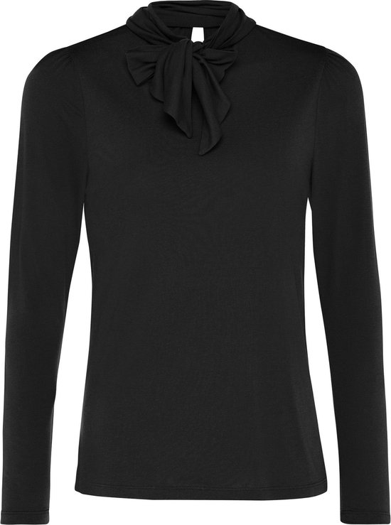 Lange Mouwen Bowtie Turtle Neck T-shirt Dames - Zwart - Maat XS