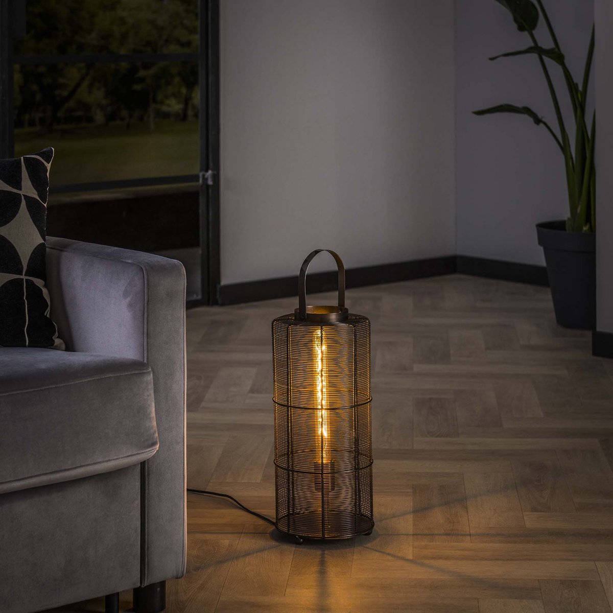 Vloer/tafel lamp Reach | 1 lichts | brons / bruin | zwart | metaal | Ø 20 cm | 43 cm | modern design