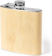 Flasque - Flacon de poche - Flasque - Flacon à boire - Whisky - Liqueur - Vodka - Rhum - Acier inoxydable - Bamboe - 200 ml - beige