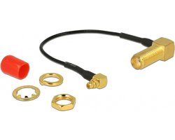 MMCX (m) haaks - SMA (v) haaks kabel - Mini Coax (1,37 mm) - 50 Ohm - 0,10 meter
