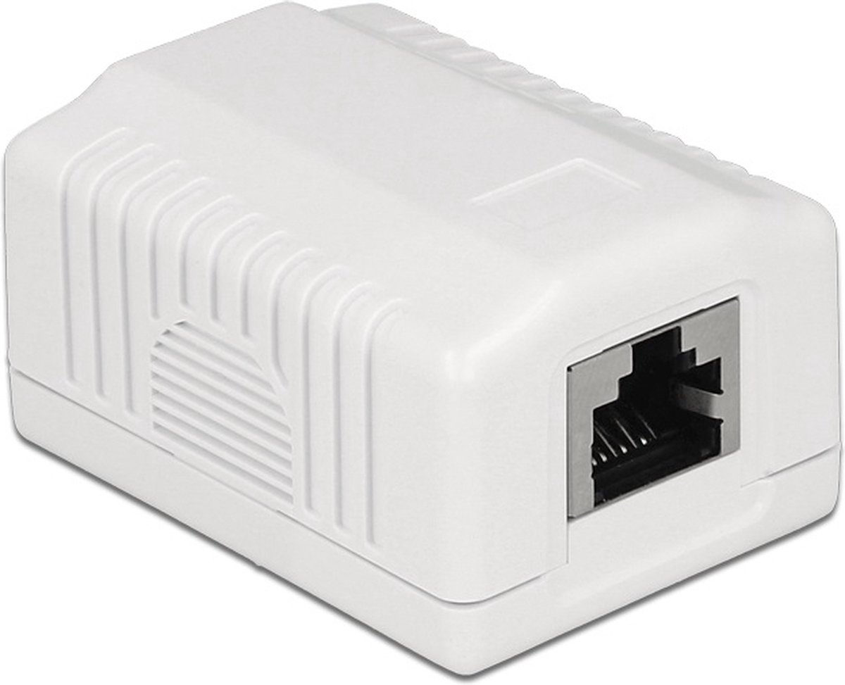 DeLOCK CAT6a Gigabit netwerk uitvoerdoos/montagedoos met 1 RJ45 poort - afgeschermd / wit