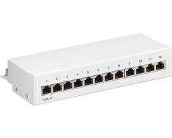 CAT 6 mini/desktop patchpaneel, 12-poorts (1 U)
