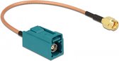 Fakra Z (v) - RP-SMA (m) adapter kabel - RG316 - 50 Ohm / transparant - 0,20 meter