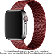 Wijn Rood Stalen bandje met magneet sluiting - geschikt voor Apple Watch 1, 2, 3, 4, 5, 6, 7, 8, SE & Nike+, 42mm, 44mm & 45mm "Mannenbreedte" Series - Milanees Staal - Red Milanese Steel - 42, 44 & 45 mm